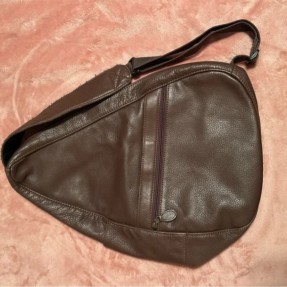 LL Bean Brown Leather Sling AmeriBag - Picture 1 of 14